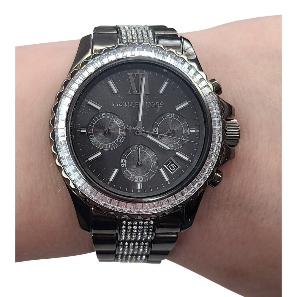 Michael‎ Kors Chronograph Watch Crystal Bezel Stainless Steel Women - Picture 3 of 5